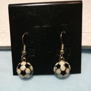Soccer Ball Earrings French Wires Black/ White New